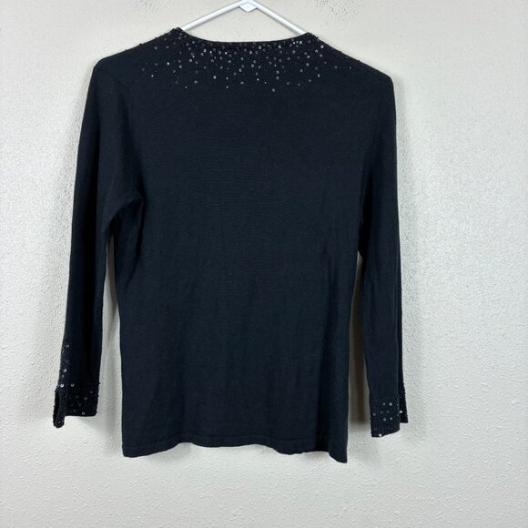 Cullen Sequined Cashmere Wool Lightweight Cardigan Sz Small Glam Minimalist - Picture 6 of 6